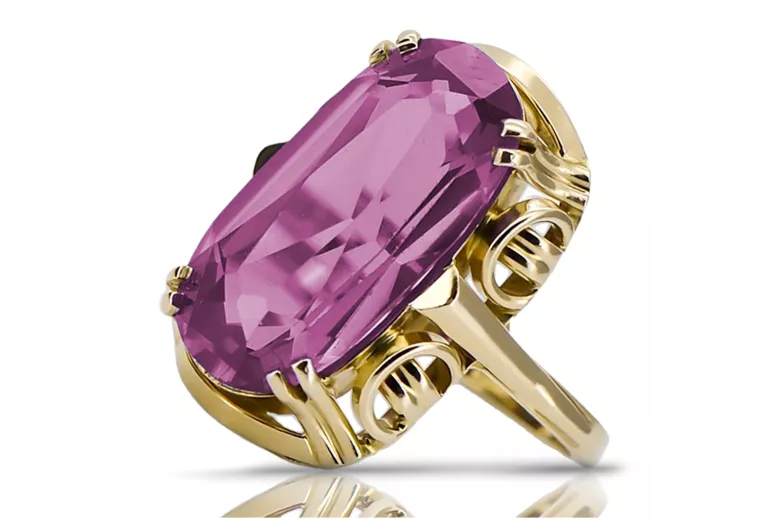 Amethyst 14K Yellow gold Ring Vintage Jewlery vrc038y